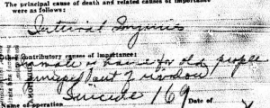Robert Howard's March, 1938 death certificate concluded that his fall from an Alpha Home second floor window was intentional, and the coroner ruled it a suicide.