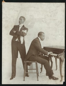 Frank Brown performed with Bob Cole and J. Rosamond Johnson, shown here in a circa 1898-1910 publicity photo. Cole and Johnson were among the best-known performers in turn fo the century African-American musical theatre.
