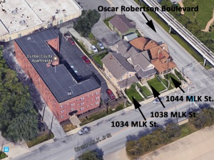 A 2016 Google image of the 1000 block of Martin Luther King Jr. Street (click for a larger view). The building on the left of the image is Dunbar Court Apartments, which opened in March, 1922 and erased three of the four building once on the west side of Dr. Martin Luther King, Jr. Street, now known as North West Street.